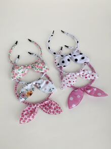 10个装布艺兔耳朵发箍，可爱少女风粉色/红色/多色可选，适合开学季，甜美时尚蝴蝶结发箍发饰，礼物，女士发带，家居美发配饰 - 彩色 - 查看 8