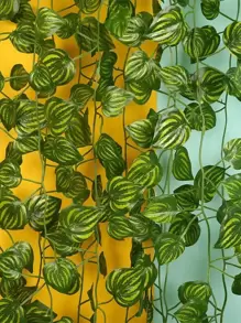 1pc Plastic Artificial Leaf Vine, Modern Simulation Green Vine For Home, Party - Green - View 1