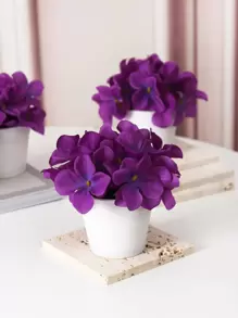 1pc/3pcs Artificial Hydrangea Potted Plant - Home Decor For Dresser, Bathroom Vanity, Desk, Valentine Day, Gift Gifts Birthday Graduation Back To School Room Decor School Supplies - Purple - View 4
