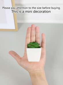 1入組人造盆栽多肉植物 - 綠色 - 查看 6