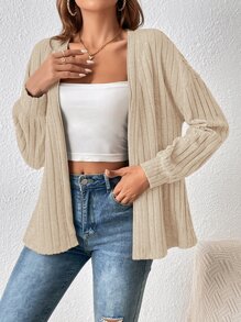 SHEIN Frenchy 落肩袖開門襟夾克 - 杏色 - 查看 3