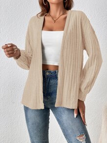 SHEIN Frenchy 落肩袖開門襟夾克 - 杏色 - 查看 5