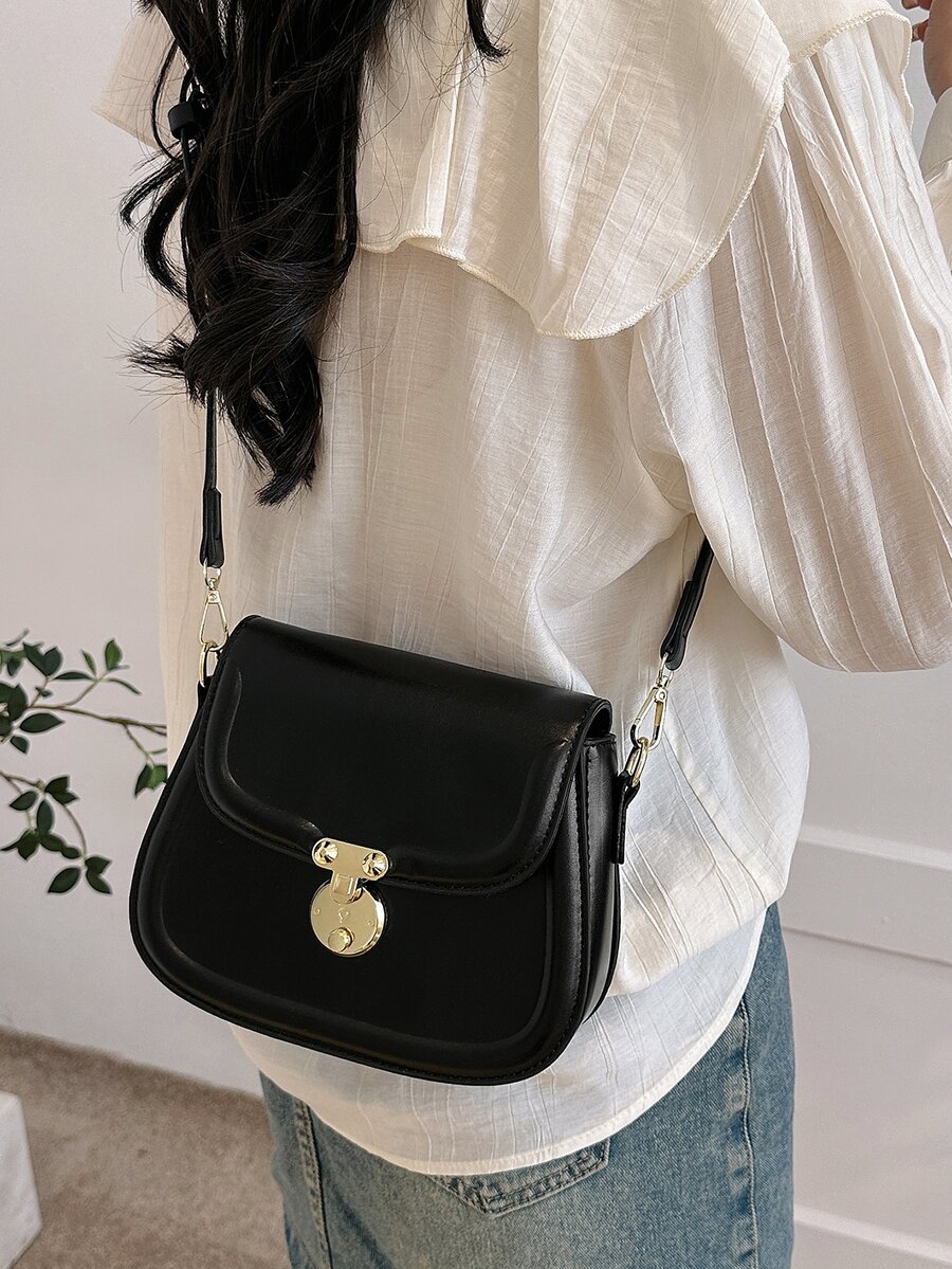 Small Saddle Bag Black Fashionable For Work - Black - View 1