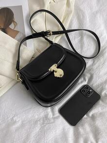 Small Saddle Bag Black Fashionable For Work - Black - View 4