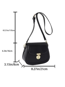 Small Saddle Bag Black Fashionable For Work - Black - View 6