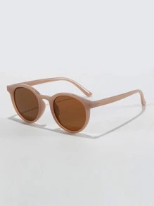 1 Pair Unisex Round Frame Fashion Sunglasses, Suitable For Fishing, Travel, Sports, Driving, Festival Outfits, Summer Accessories, Beach, Music Festivals, Outings, Vacations, Family Trips, Elegant Attire, Street Style Accessories, Sporty Style, Parties, Outdoor Activities, Street Style, Holidays, Vacations, Golf, Hiking, Outdoor Activities - Brown - View 2