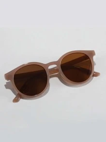 1 Pair Unisex Round Frame Fashion Sunglasses, Suitable For Fishing, Travel, Sports, Driving, Festival Outfits, Summer Accessories, Beach, Music Festivals, Outings, Vacations, Family Trips, Elegant Attire, Street Style Accessories, Sporty Style, Parties, Outdoor Activities, Street Style, Holidays, Vacations, Golf, Hiking, Outdoor Activities - Brown - View 3