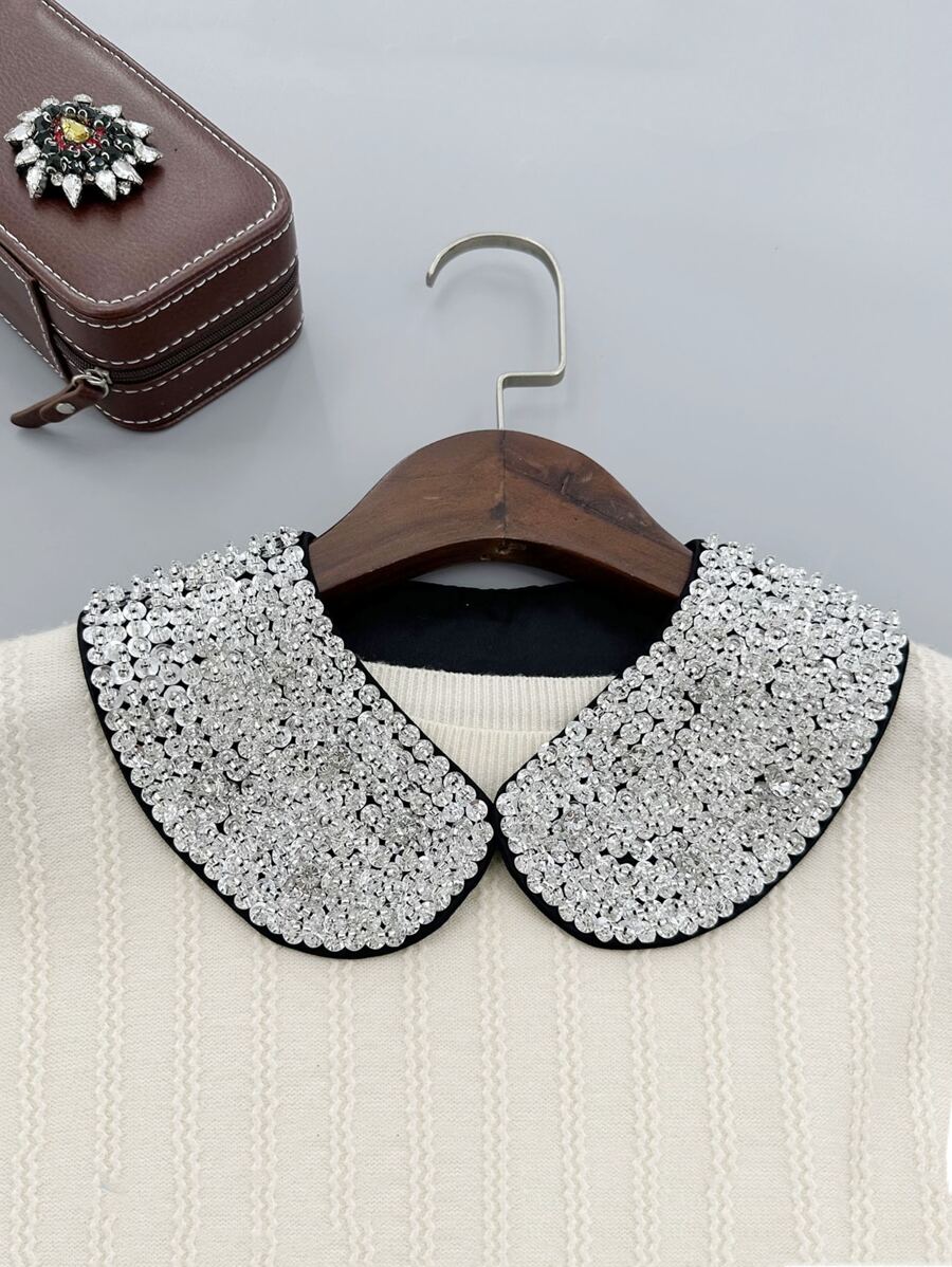 Sequin Decor Dickey Collar - Black - View 1