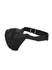 迷你腰包字母貼布插扣運動