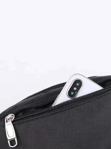 迷你腰包字母貼布插扣運動