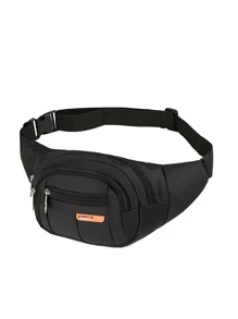 迷你腰包字母貼布插扣運動