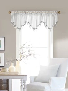 1入组白色窗幔現代滌綸珠飾窗簾窗幔 - 白色 - 查看 1