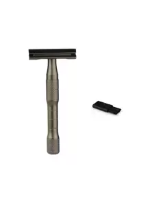 2pcs Hair Removal Kit,1pc Double Edge Safety Razor for Men Without Blade & 1pc Cleaning Brush,Reusable Travel Essentials Women Razor,Fathers Day Gifts,Easy to Clean - Black - View 1