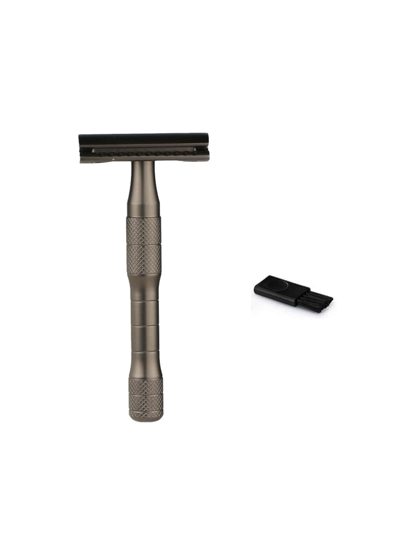 2pcs Hair Removal Kit,1pc Double Edge Safety Razor for Men Without Blade & 1pc Cleaning Brush,Reusable Travel Essentials Women Razor,Fathers Day Gifts,Easy to Clean - Black - View 1