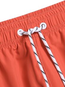Surfspeed Men Solid Drawstring Waist Swim Trunks - Watermelon Pink - View 4
