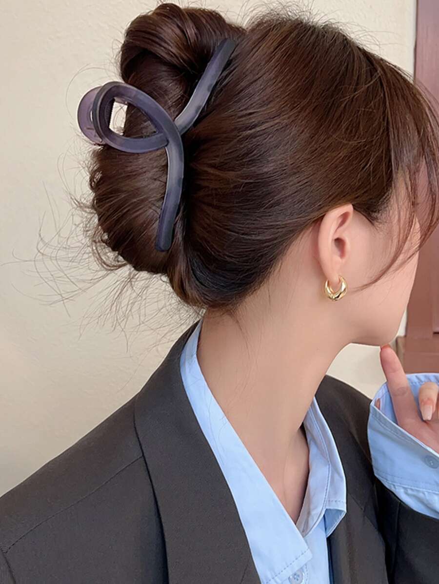 1 Pieza Clip Grande Para El Cabello De Color Morado Grisáceo Con Diseño En Forma De Cruz, Adecuado Para Uso Diario, Casual Y Salidas, Para La Coleta De Mujeres Y Niñas - Multicolor - Ver 1