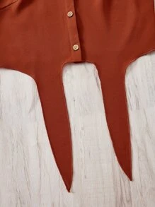 Soleia Button Front Knot Hem Tank Top & Shorts - Rust Brown - View 4