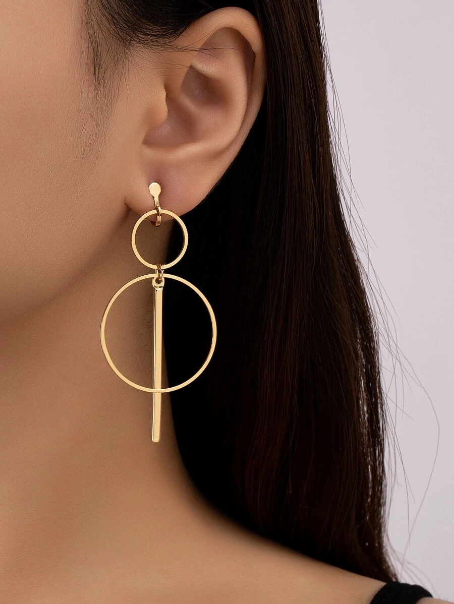 2 piezas/set Cuff de oreja con diseño de círculo - Amarillo Oro - Ver 1