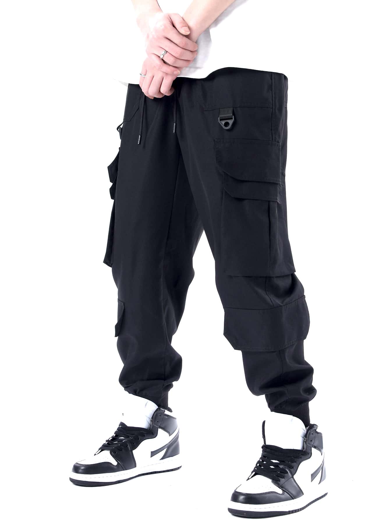 Manfinity Homme Pantalon cargo poche à rabat à cordon - Noir - Voir 1