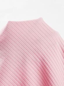 SHEIN EZwear Rib-knit Solid Bodycon Dress - Baby Pink - View 6