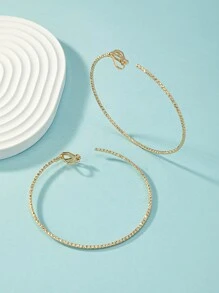 極簡圓耳環 - 金黃色 - 查看 3