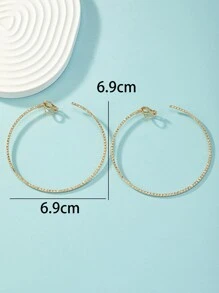 極簡圓耳環 - 金黃色 - 查看 4