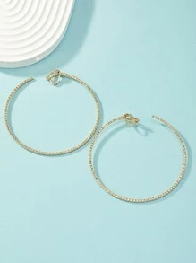 極簡圓耳環 - 金黃色 - 查看 5