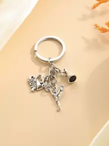 1pc Unisex Letter & Figure Charm Fashionable Keychain, For Daily Life - Antique Silver - View 2