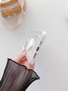 Funda de celular transparente 3 en 1 con adorno de corazón con con ranura de tarjeta - Blanco - Ver 3