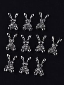 10 miếng trang trí móng tay hình thỏ - Bạc - Xem 3