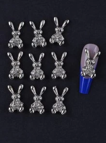 10 miếng trang trí móng tay hình thỏ - Bạc - Xem 4