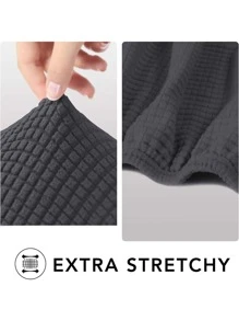 1pc Solid Color Sofa Slipcover, Minimalist Polyester Stretchy Sofa Slipcover For Home, All Season - Dark Grey - View 2