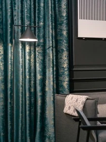 1 件金属索环箔天鹅绒豪华厚窗帘布 - 綠色 - 查看 1