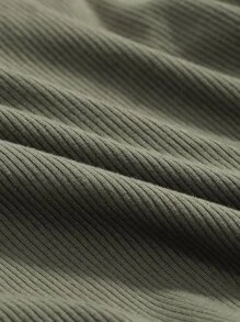 DAZY Solid Criss Cross Back Crop Tee,Halter Top - Army Green - View 8