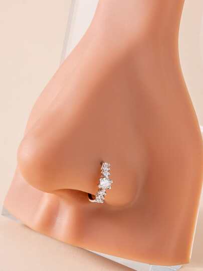 1入組方晶鋯石裝飾鼻環銅受歡迎穿孔身體鏈禮品適合女士和男士銅首飾類