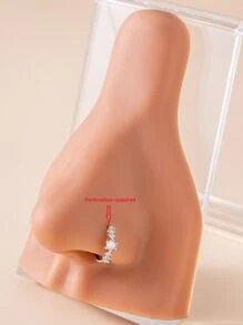 1入組方晶鋯石裝飾鼻環銅受歡迎穿孔身體鏈禮品適合女士和男士銅首飾類 - 銀色 - 查看 4