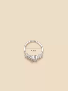 1入組方晶鋯石裝飾鼻環銅受歡迎穿孔身體鏈禮品適合女士和男士銅首飾類 - 銀色 - 查看 6