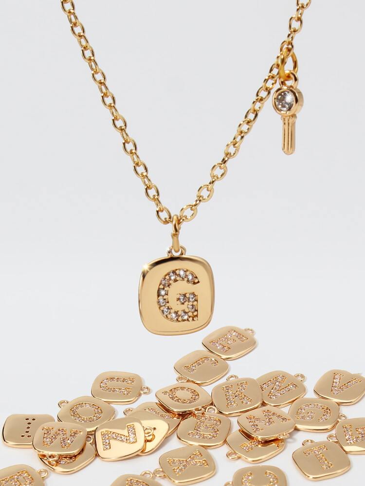 1pc Copper Plated Alphabet Decorated Gold-tone Necklace