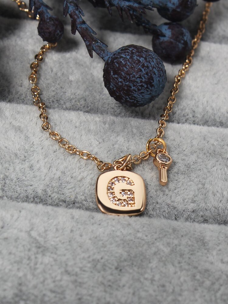 1pc Copper Plated Alphabet Decorated Gold-tone Necklace