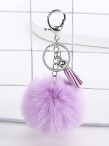 1pc Women Pom Pom Charm Cute Keychain, For Daily Life Car Accessories Bag Charm - Purple - View 1