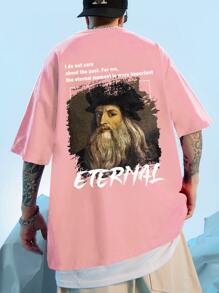 Manfinity Men Slogan & Figure Graphic Tee - Pink - View 1