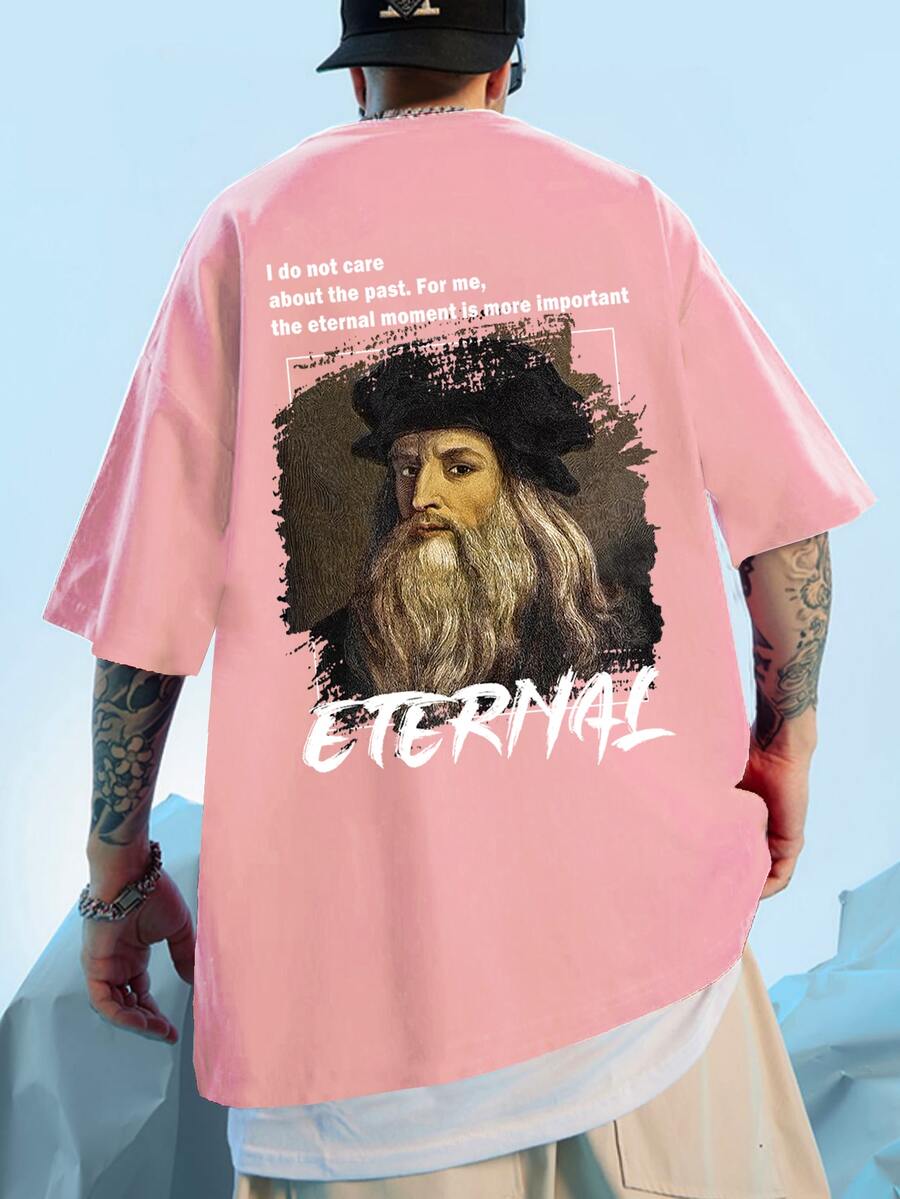 Manfinity Men Slogan & Figure Graphic Tee - Pink - View 1