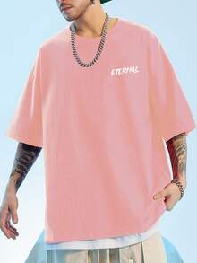 Manfinity Men Slogan & Figure Graphic Tee - Pink - View 2