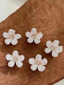 5 Cái/bộ Kẹp Tóc Mini Hình Hoa Dễ Thương Cho Nữ, Kẹp Tóc Cho Tóc Nổ Và Tóc Một Bên, Phong Cách Sinh Viên Ngọt Ngào, Thích Hợp Cho Các Dịp Hàng Ngày Và Lễ Hội, Có Thể Dùng Làm Quà Tặng - Nhiều màu - Xem 3