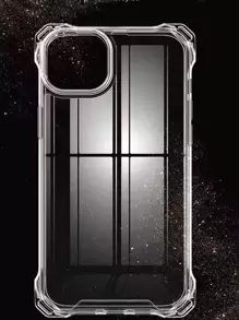 1pc Seashell Pattern & Transparent Acrylic Four Corners Drop-proof Phone Case - Clear - View 1