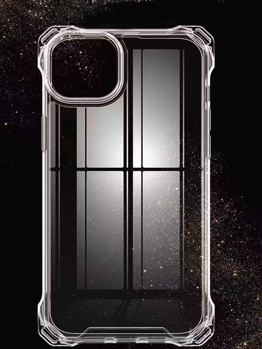 1pc Seashell Pattern & Transparent Acrylic Four Corners Drop-proof Phone Case - Clear - View 1