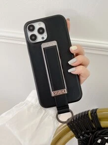 Solid Phone Case With Push Pull Hand Strap