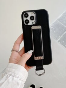 Solid Phone Case With Push Pull Hand Strap