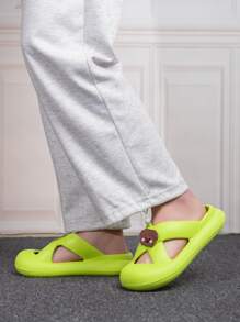 Mujer Chanclas con diseño de oso de dibujos animados con diseño de abertura EVA miedoso - Verde - Ver 3