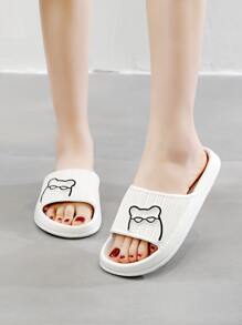 Women Cartoon Bear Slides, Plastic Fashion Slides,Beach Outfits,Slippers Women - White - View 3